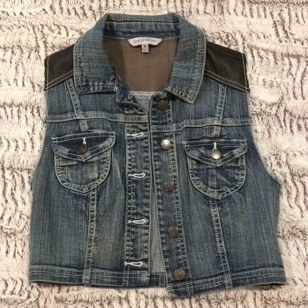 Women’s Denim/Faux Leather Vest